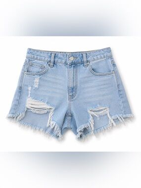 Light Blue Distressed Women's Jean Shorts